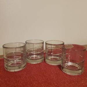 Vintage Anchor Hocking Tartan Clear Manchester 8oz Low Ball Glasses Set of 4